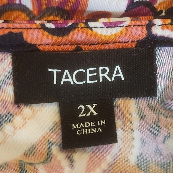 Tacera Pink and Orange Paisley Tunic Top 2X (5490) - Picture 4 of 4